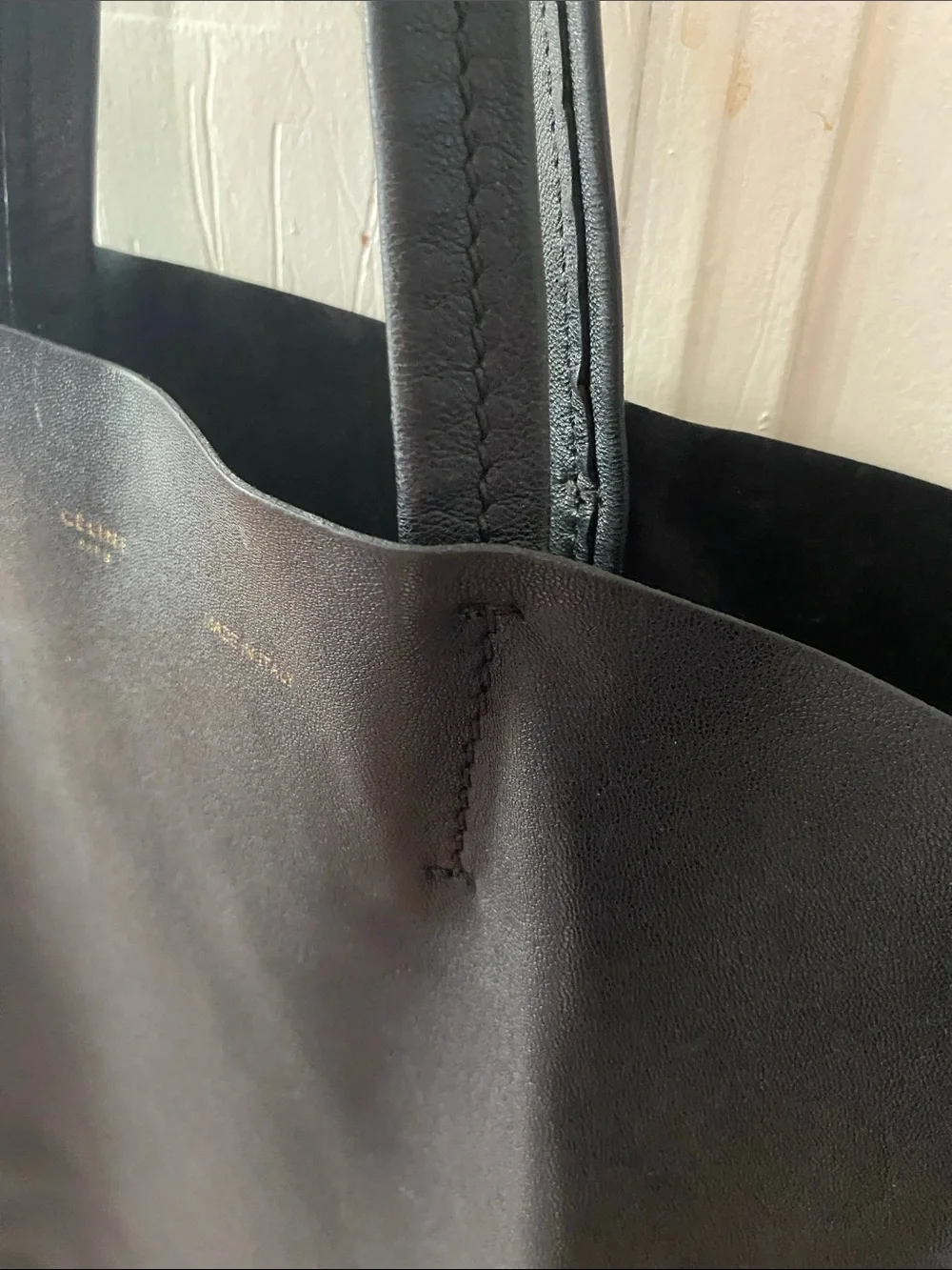Celine Black Leather Tote Bag